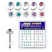 u44fjk box w silver 925 nose bone spiral sun shaped tops roun nose piercing