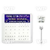 u44fm46 box w silver 925 nose bone assorted sizes mix prong set nose piercing