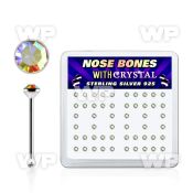 u4a14f74 box w silver 925 nose bone 1 5mm round clear ab crystal nose piercing