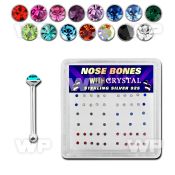 u4a14fj box w silver 925 nose bone 1 5mm round crystal tops in nose piercing