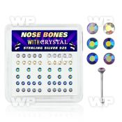u4a1f74j box w silver 925 nose bone round ab crystals in mixed nose piercing