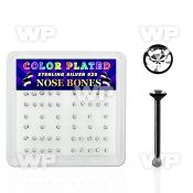 u4a44f6 box of black plated silver 925 nose bone 1 5mm round cle nose piercing