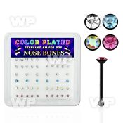 u4a44fj box of black plated silver 925 nose bone 1 5mm round cry nose piercing