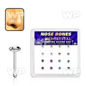 u4d43eyj box w silver 925 nose bone round extra flat 2 5mm crysta nose piercing