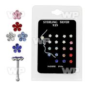 u4dbm2 display pack 20 pcs of silver 925 nose bone 1mm crystal nose piercing