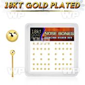 u4fet4k box w silver 925 nose bone real 18k gold plating 2mm nose piercing