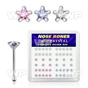 u4g3j box w silver 925 nose bone 3mm star shaped prong set cz nose piercing