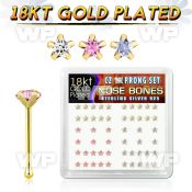 u4g3ji 18k gold plated silver nose bones prong cz star
