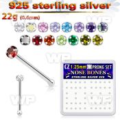 u4g46ek box w silver 925 nose bone tiny 1 25mm clear prong set nose piercing