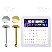 u4jf0 box w silver 925 nose bone 2mm flat round tops 16 pcs nose piercing