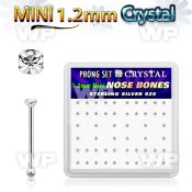 u4ms6f box silver nose bones w 1.2mm clear prong set crystals