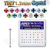 u4myjf box w silver 925 nose bone tiny 1 25mm prong set crystal nose piercing