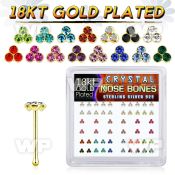 u4raji 18k gold plated silver nose bones color triangle