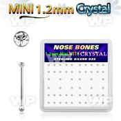 u4s6f box silver nose bones w 1.2mm clear crystals