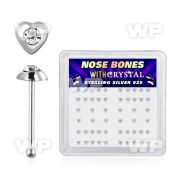 u4xa4f6 box w silver 925 nose bone 1 5mm heart shaped tops round nose piercing