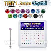 u4yjf box w silver 925 nose bone tiny 1 25mm crystal tops in 