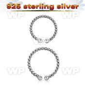 u67 silver clip on nose hoop w twisted wire design