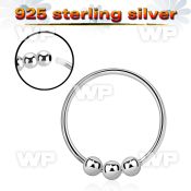 uazy sterling silver nose hoop w three fixed 2mm balls 