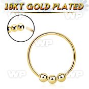 uazyai gold plated silver nose hoop w three 2mm fixed balls 