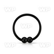 uazzm black plated silver 925 nose ring double 2mm fixed ball nose piercing