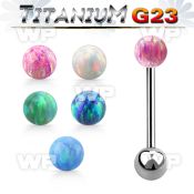 ubbop5 titanium g23 tongue barbell w 5mm synthetic opal ball