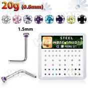 ubgaesfj steel nose pins claw set round colored cz