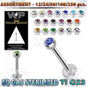 ublk485 eo gas sterilized piercing titanium g23 labret color crystal