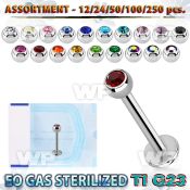 ublk485 eo gas sterilized piercing titanium g23 labret color crystal