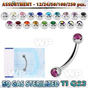 ublk486 eo gas sterilized piercing titanium g23 eyebrow banana 3mm
