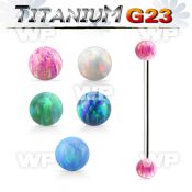uinop5 titanium g23 industrial barbell 5mm synthetic opal balls