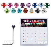 um3j3 box w silver 925 l shaped nose studs 1 4mm round prong nose piercing