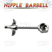 um3xk surgical steel nipple barbell 1 6mm rose two small lea nipple piercing