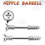 um3xs surgical steel nipple barbell 14g 1 6mm cross screw top nipple piercing