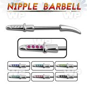um3xy surgical steel nipple barbell 1 6mm in sword shapecrysta nipple piercing