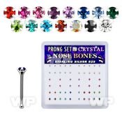 um4j3 box w silver 925 nose bone 1 4mm round prong set crystal nose piercing