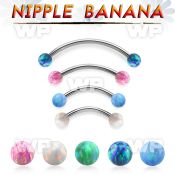 um4u5ms surgical steel nipple banana 5mm synthetic opal balls