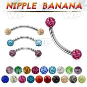 um4uda0 surgical steel nipple banana 4mm multi crystal ferido balls resin cover