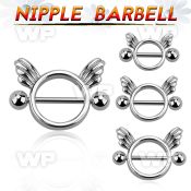umz round nipple shield small wings surgical steel barbell nipple piercing