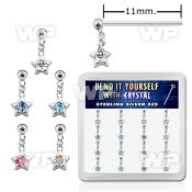 un13ey box w silver 925 un bent nose stud star shaped top dang belly piercing