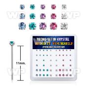 un4fm4j box w silver 925 un bent nose stud mix round prong set belly piercing