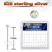 una14f74 silver nose studs 22g ab crystal 52
