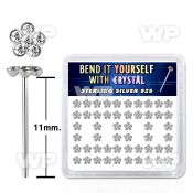 undb4f6 box w silver 925 un bent nose stud 1mm clear crystal stud nose piercing