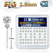 ung46ks box w silver 925 bend it nose studs big 2 5mm clear pro nose piercing