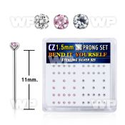 ung4j box w silver 925 un bent nose stud 1 5mm round prong set belly piercing