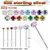 ung silver fishtail straight nose stud 22g round cz