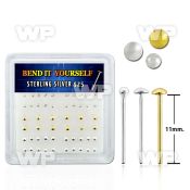 unjfe box w silver 925 un bent nose stud an of 1 5mm ball shape belly piercing