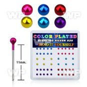 unjr4fk box w silver 925 un bent nose stud 2mm mixed color plated nose piercing