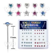 unjx3j box w silver 925 un bent nose stud heart star shaped belly piercing