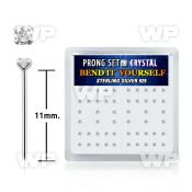 unm46 box w silver 925 un bent nose stud 1 5mm round clear pron belly piercing