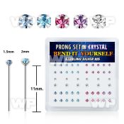 unm4jj box w silver 925 un bent nose stud 1 5mm 2mm round pron belly piercing